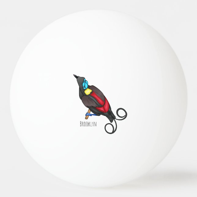 Wilson's paradisfågel fågel tecknad serie  pingisboll (Framsidan)
