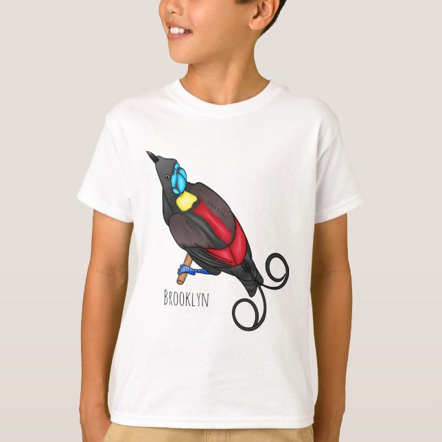 Wilson's paradisfågel fågel tecknad serie  t shirt (Framsida)