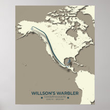 Wilson's Warbler Migration Karta - Minimalist