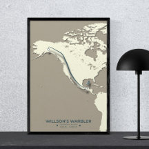 Wilson's Warbler Migration Karta - Minimalist