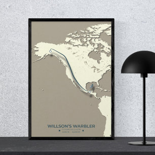 Wilson's Warbler Migration Karta - Minimalist Poster
