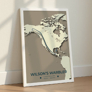 Wilson's Warbler Migration Karta - Minimalist Poster