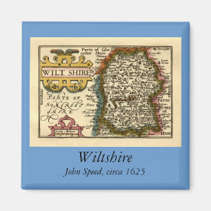 Wiltshire County England Old Antiquarian Atlas Kar Magnet