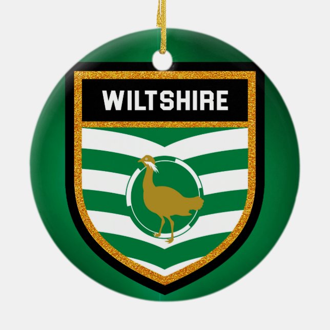Wiltshire Flagga Julgransprydnad Keramik (Baksidan)
