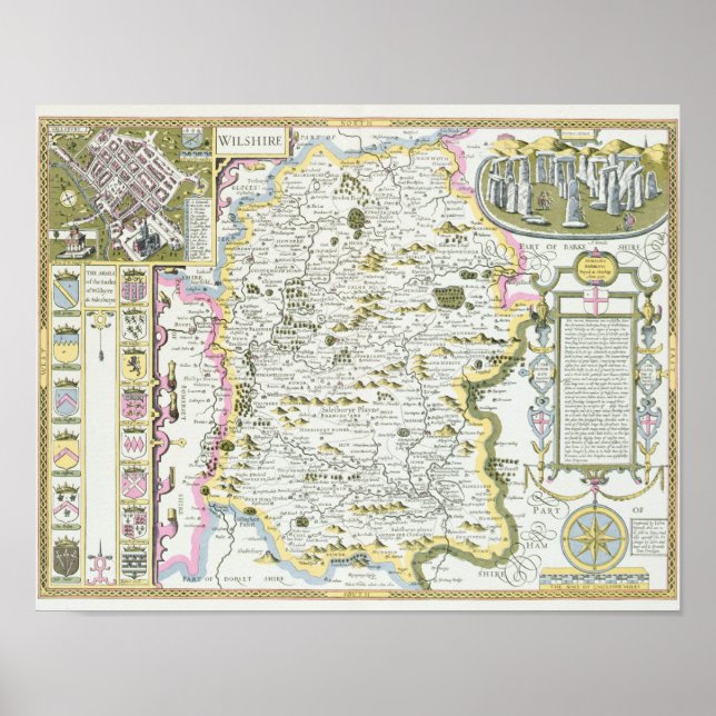 Wiltshire, graverat av Jodocus Hondius Poster (Framsidan)