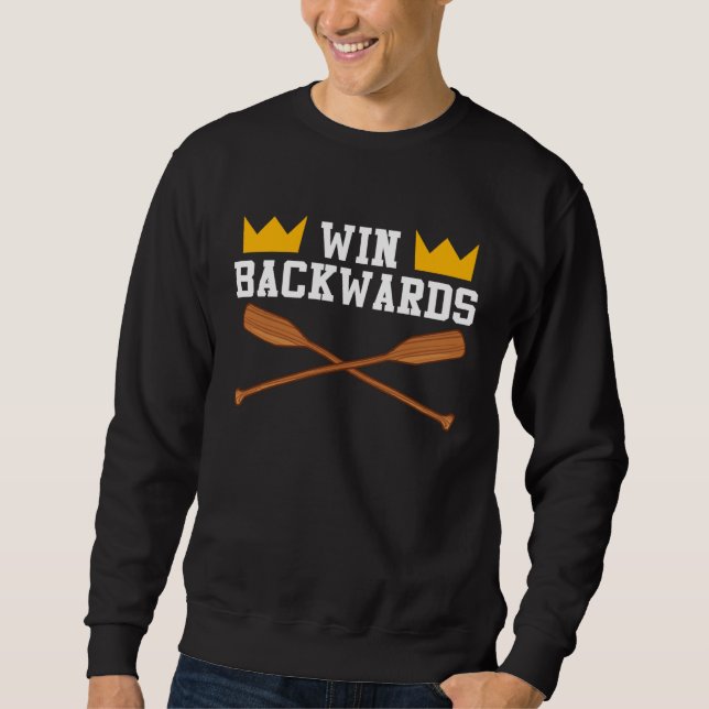 Win Backwards Rowing Boating  Row Boat Rower Graph Lång Ärmad Tröja (Framsida)