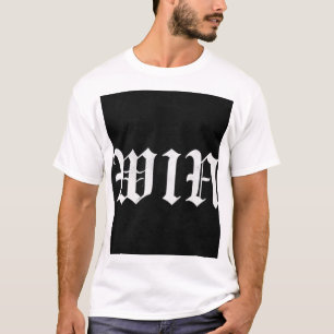 WIN Gotisk Kalligrafi T-Shirt Mörk Estetik Mo