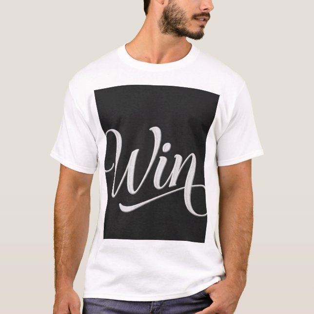 Win Kalligrafi Typography T-Shirt | Motiverande  (Framsida)