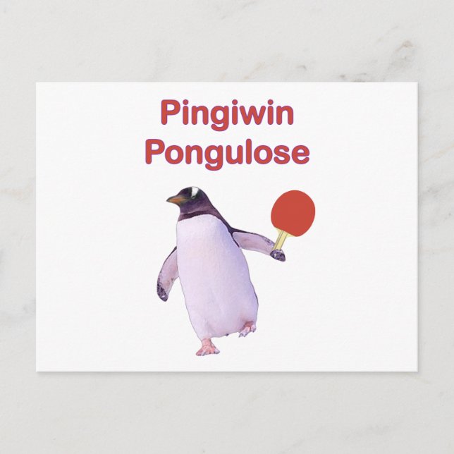 Win Lose Penguin Ping Pong Vykort (Framsida)