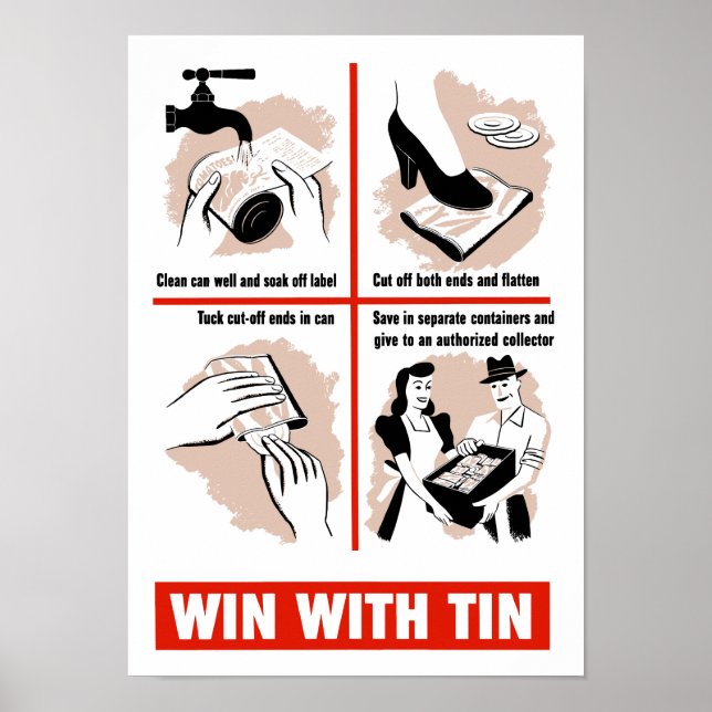 Win with Tin - WWII Propaganda Poster (Framsidan)