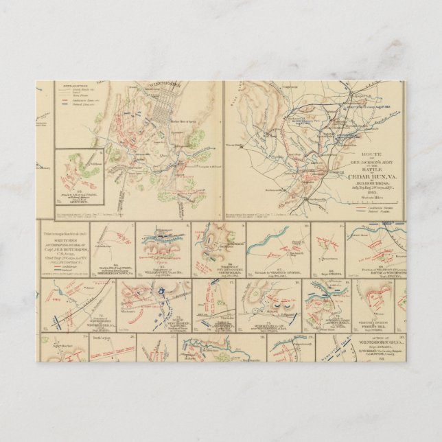 Winchester, Cedar Springa, Port Republic, Va Vykort (Framsida)