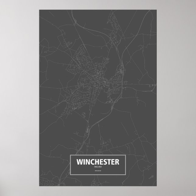 Winchester, England (vit på svart) Poster (Framsidan)