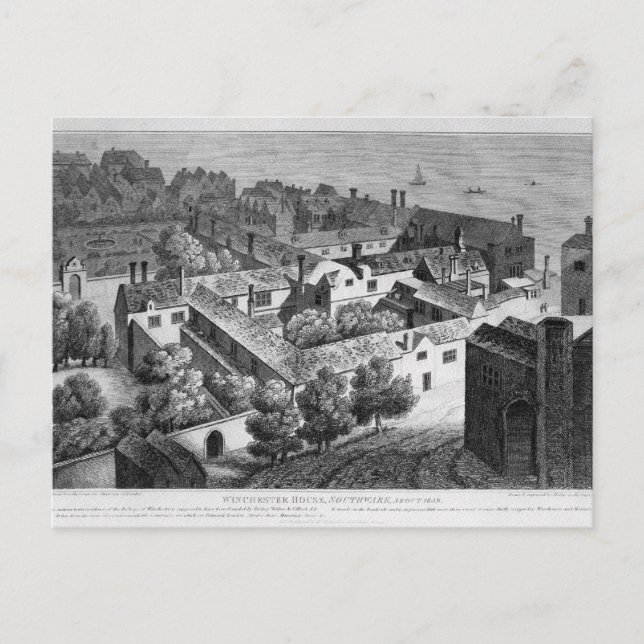 Winchester House, Southwark på omkring 1649 Vykort (Framsida)