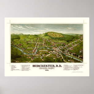 Winchester panorama- karta för NH - 1887 Poster