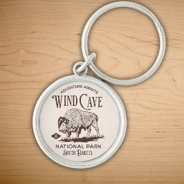 Wind Cave National Park South Dakota Est. 1903 Rund Silverfärgad Nyckelring