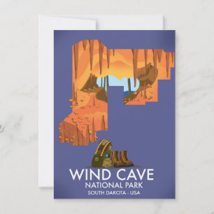Wind Cave National Park vandringsresa affisch. Inbjudningar