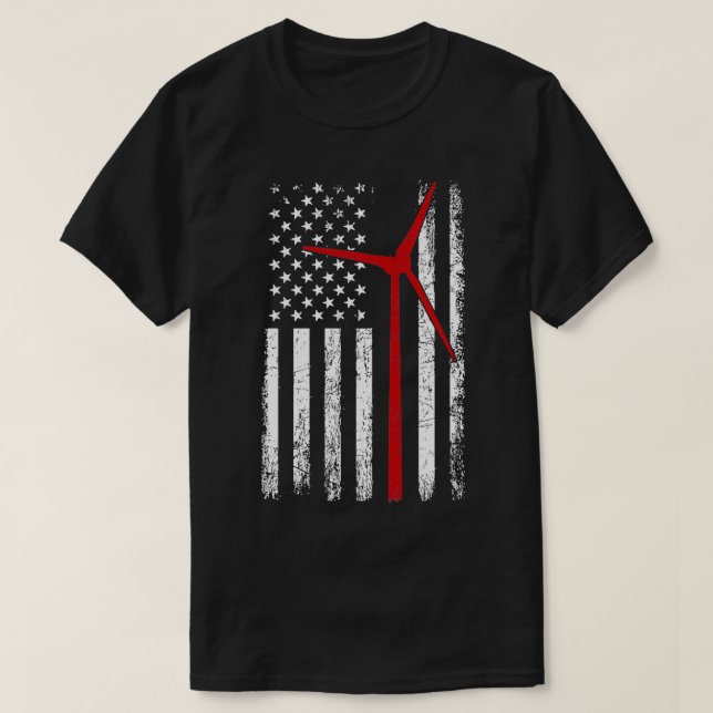 Wind Energy American Flag Renewable Energy windmil T Shirt (Design framsida)