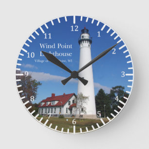 Wind Point Lighthouse-klocka Rund Klocka
