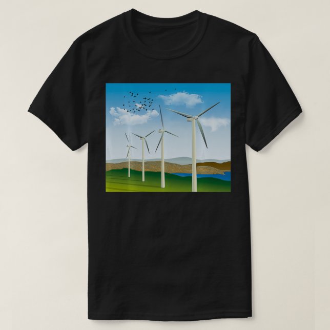 Wind Turbines Wind Power Renewable Energy Electric T Shirt (Design framsida)
