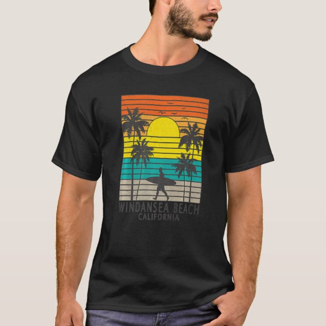 Windansea Beach California CA Surfer Surfing Surf  T Shirt (Framsida)
