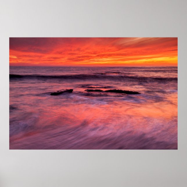 Windansea Beach Red Sunset Poster (Framsidan)