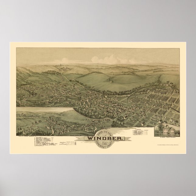 Windber, PA Panoramic Karta - 1900 Poster (Framsidan)