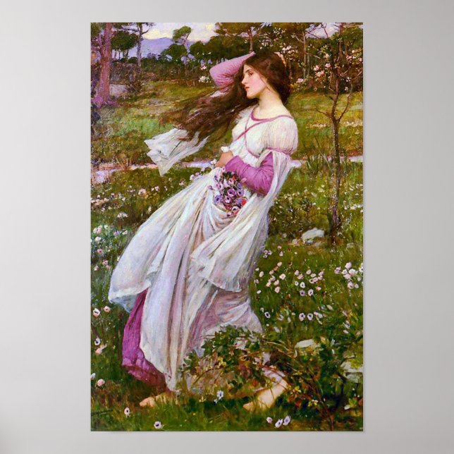 Windblommor av John William Waterhouse Poster (Framsidan)