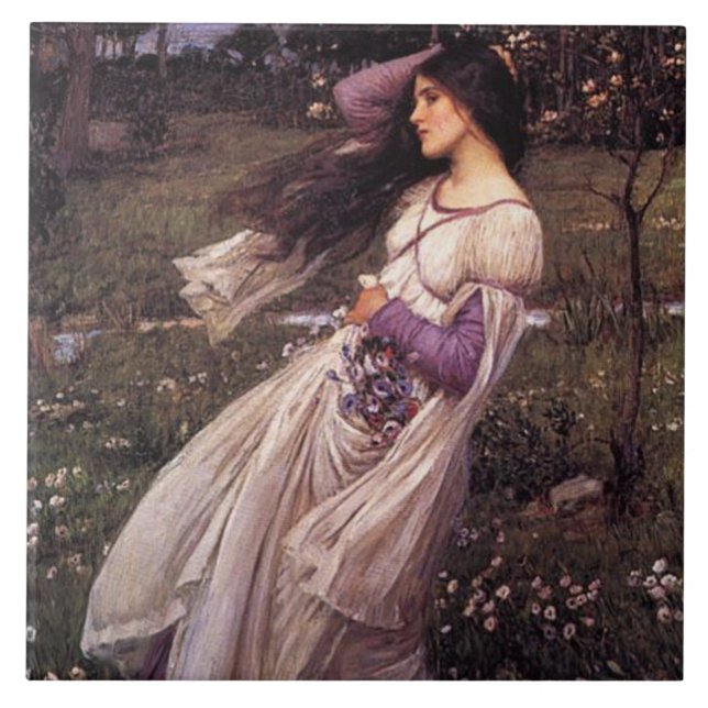 Windblommor-by John William Waterhouse, 1902 Kakelplatta (Framsidan)