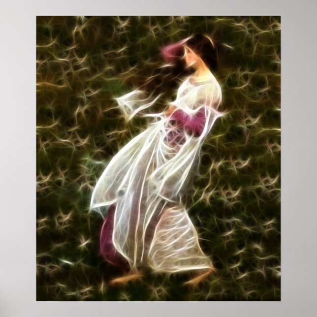 Windblommor Waterhouse Fractal Painting Poster (Framsidan)