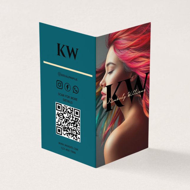 Windblown Hair-kort - Modern och Elegant Visitkort (Utsida)