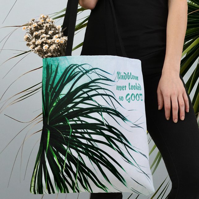 Windblown Handflatan Träd Tropical Chic Tygkasse (Skapare uppladdad)