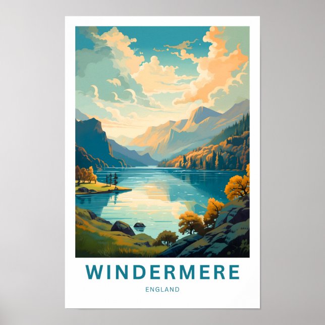 Windermere England Travel Print Poster (Framsidan)