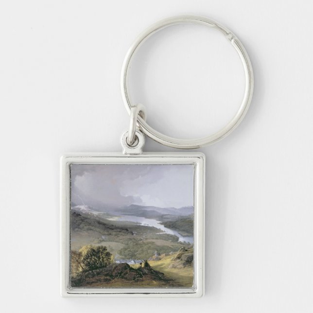 Windermere: från det Orrest huvudet Fyrkantig Silverfärgad Nyckelring (Framsidan)