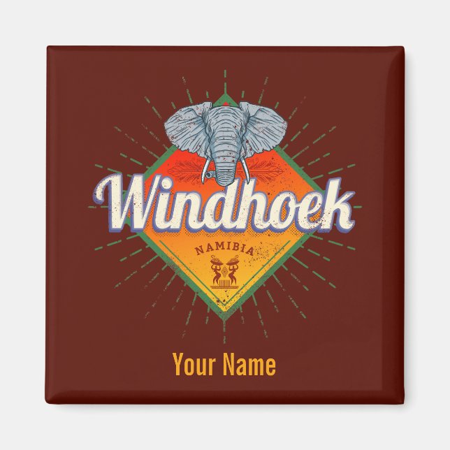 Windhoek Namibia Retro Elephant Vintage Afrika Magnet (Framsidan)