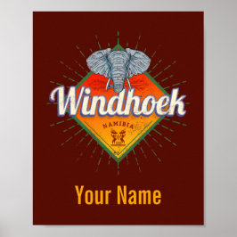 Windhoek Namibia Retro Elephant Vintage Afrika Poster