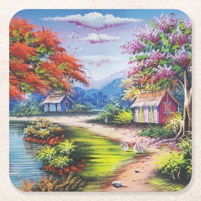 Winding Land Road Fine Art Underlägg Papper Kvadrat (Framsidan)