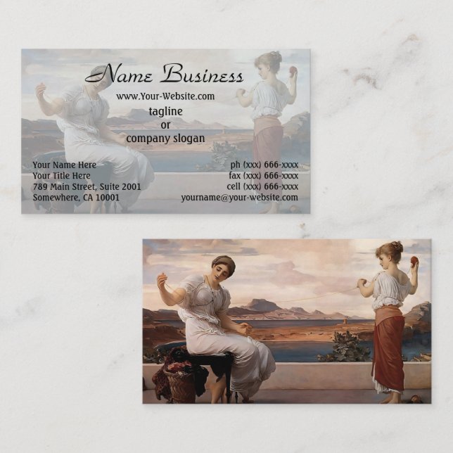 Winding the Skein by Frederic Leighton Visitkort (Fram/baksida)