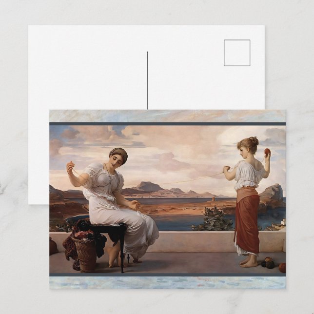 Winding the Skein by Frederic Leighton Vykort (Fram/baksida)