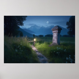 Winding väg till linjen egendom nära sjö poster