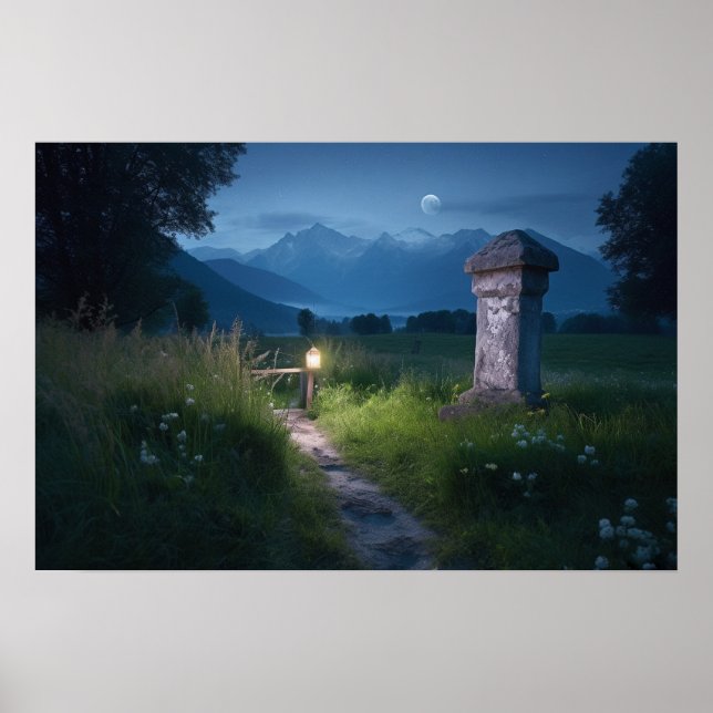 Winding väg till linjen egendom nära sjö poster (Framsidan)