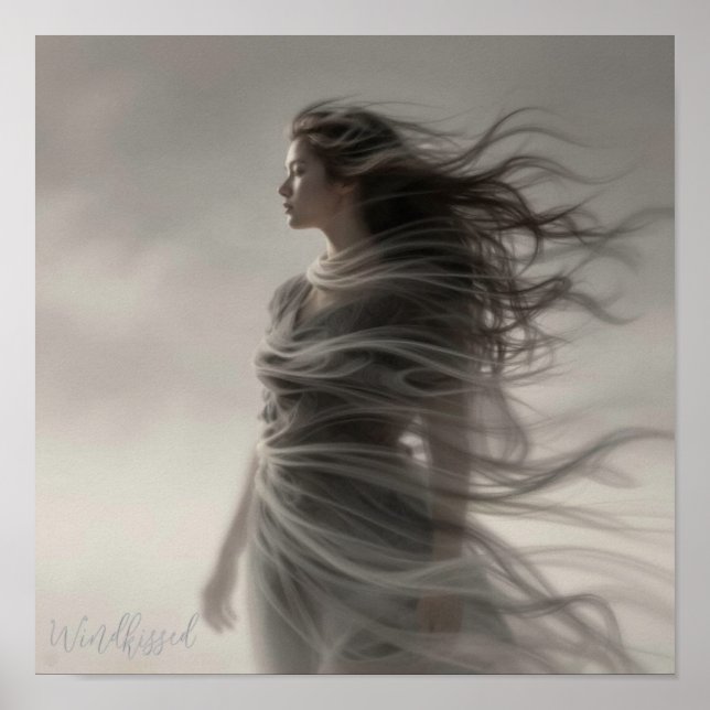 Windkissed - AI Fantasy Digital Art Print Poster (Framsidan)