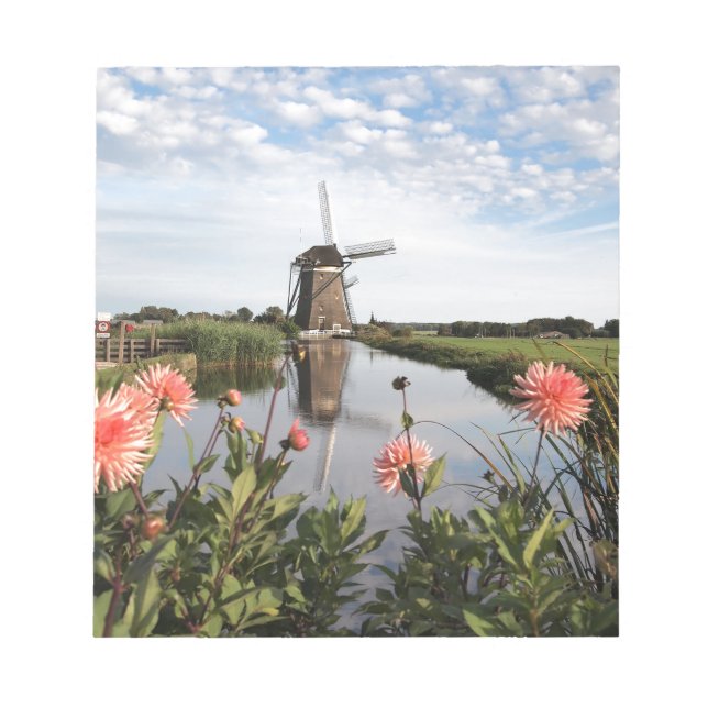 Windmill and flowers in Holland memo notepad Anteckningsblock (Framsida)