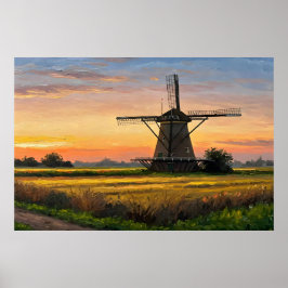 Windmill In The Countryside Poster
