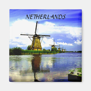 WINDMILLS AV KINDERDIJK, NEDERLÄNDERNA MAGNET