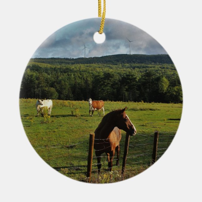 Windmills i avståndet julgransprydnad keramik (Framsidan)