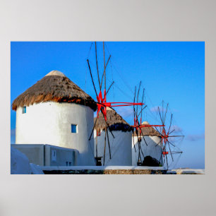 Windmills i Mykonos Town Poster