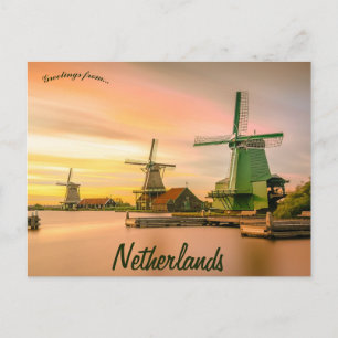 Windmills i Sunset i Nederländerna Vykort
