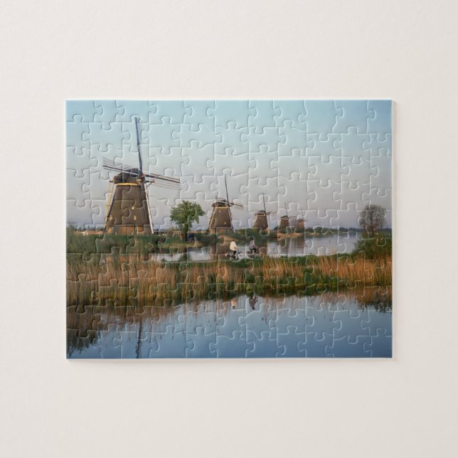 Windmills, Kinderdijk, Nederländerna Pussel (Horisontell)