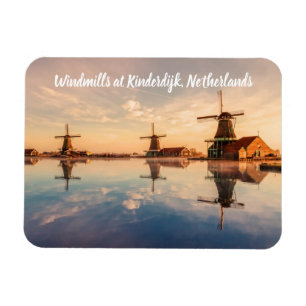 Windmills Kinderdijk Nederländerna stylized Magnet