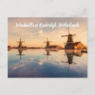 Windmills Kinderdijk Nederländerna stylized Vykort